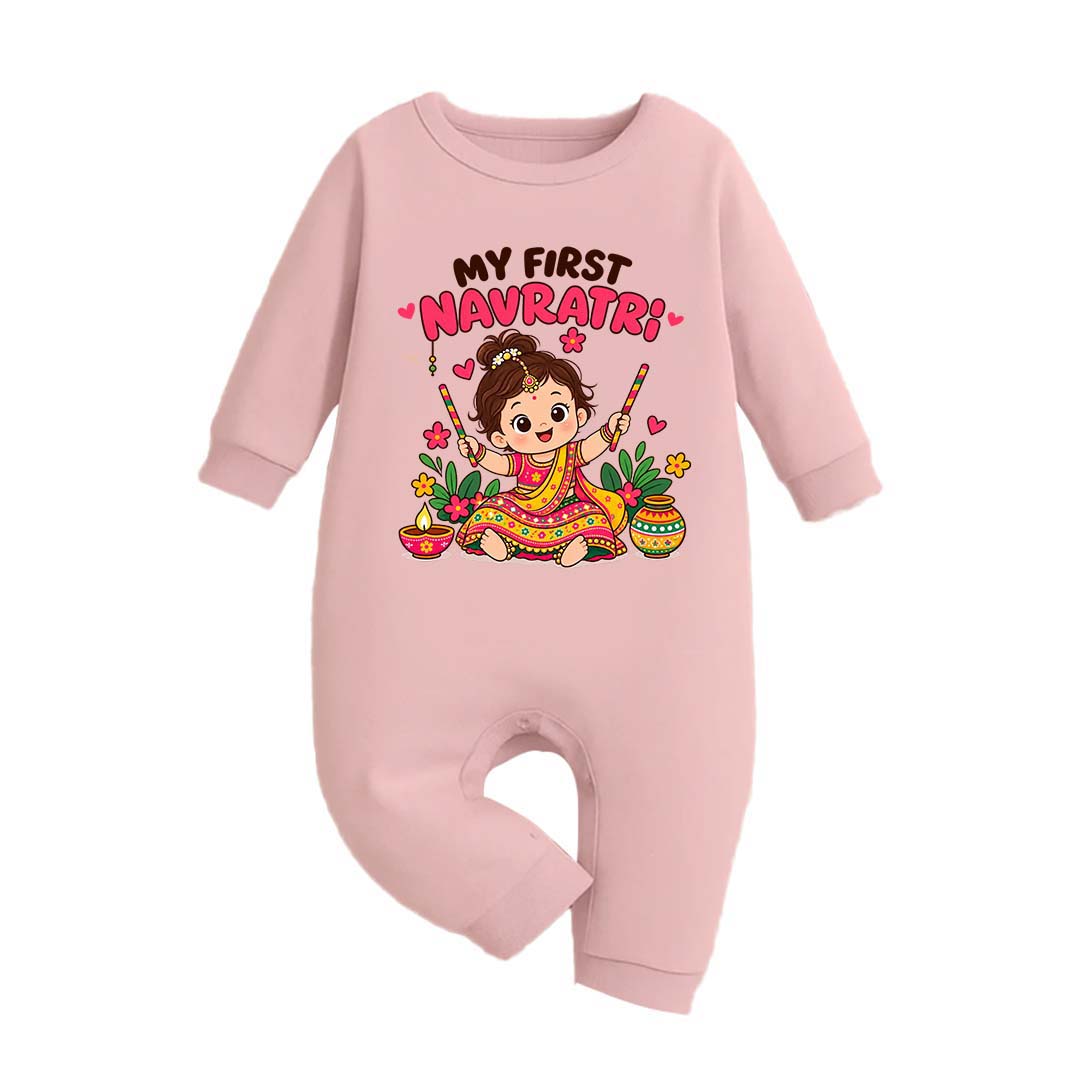 My First Navaratri _ Full Pink Romper