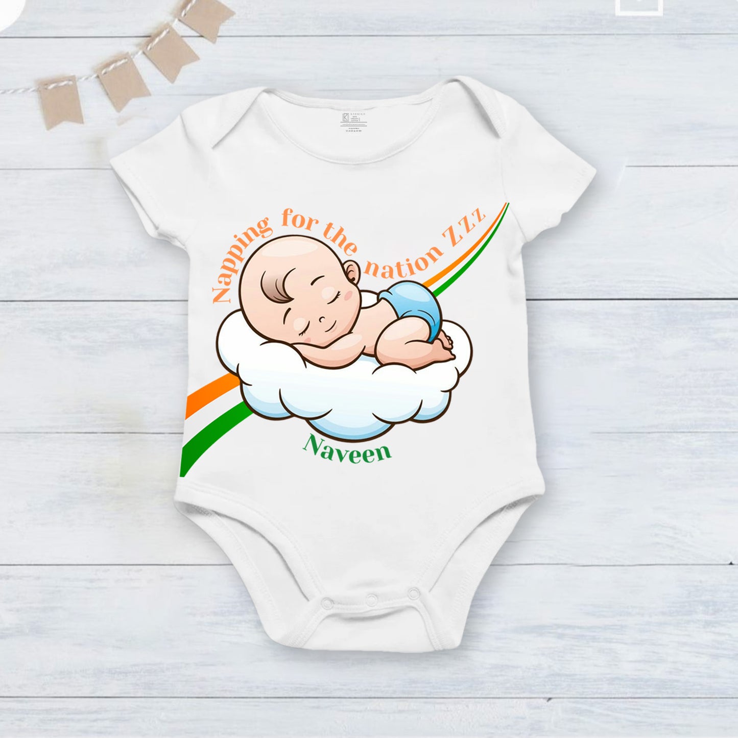 Napping for the nation customised baby boy name _White Onesie