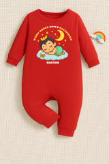 New Born & Baby Clothing | Born Under Ram's Blessings With Customized Baby Boy Name Red Romper | Soft Cotton