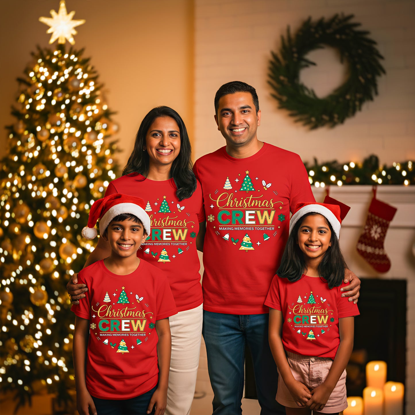 Christmas Crew Making Memories Together Family T-Shirt Collection - Red T-Shirt