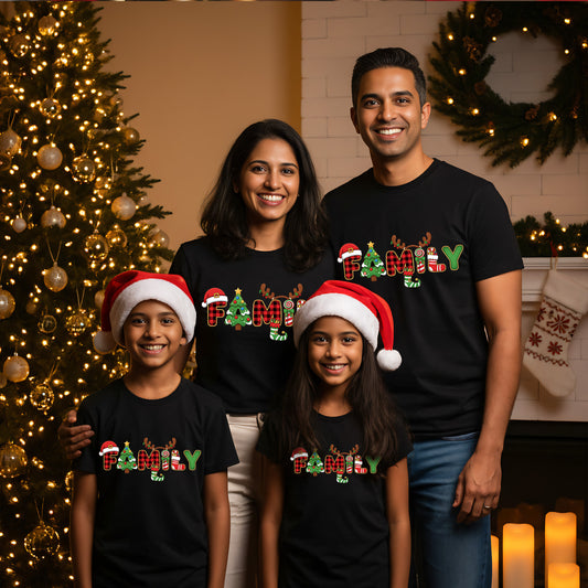 Family Christmas _ Black T-shirts