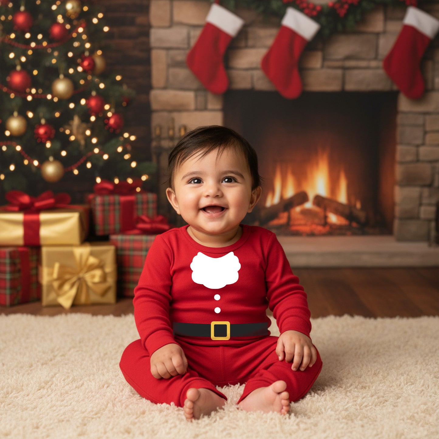Little Santa Baby Romper 2_ Full Red Romper