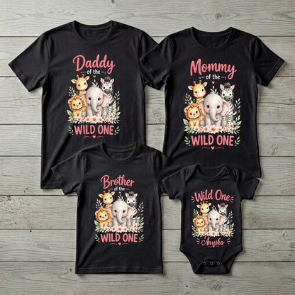 First Birthday | Wild One Birthday Black T-shirt Whole Family Twinning | Family Twinning Collection