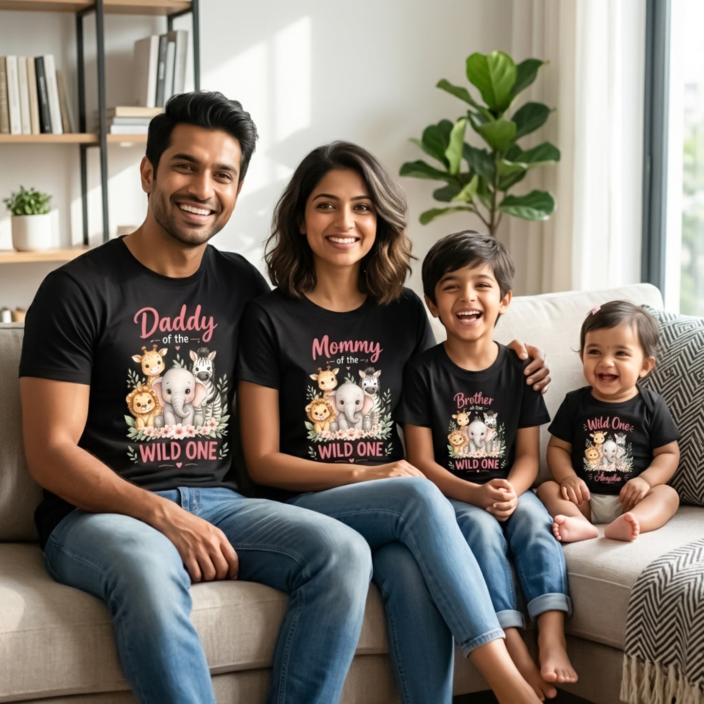 First Birthday | Wild One Birthday Black T-shirt Whole Family Twinning | Family Twinning Collection