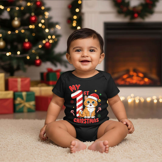 My First Christmas 02 _ Black Onesies