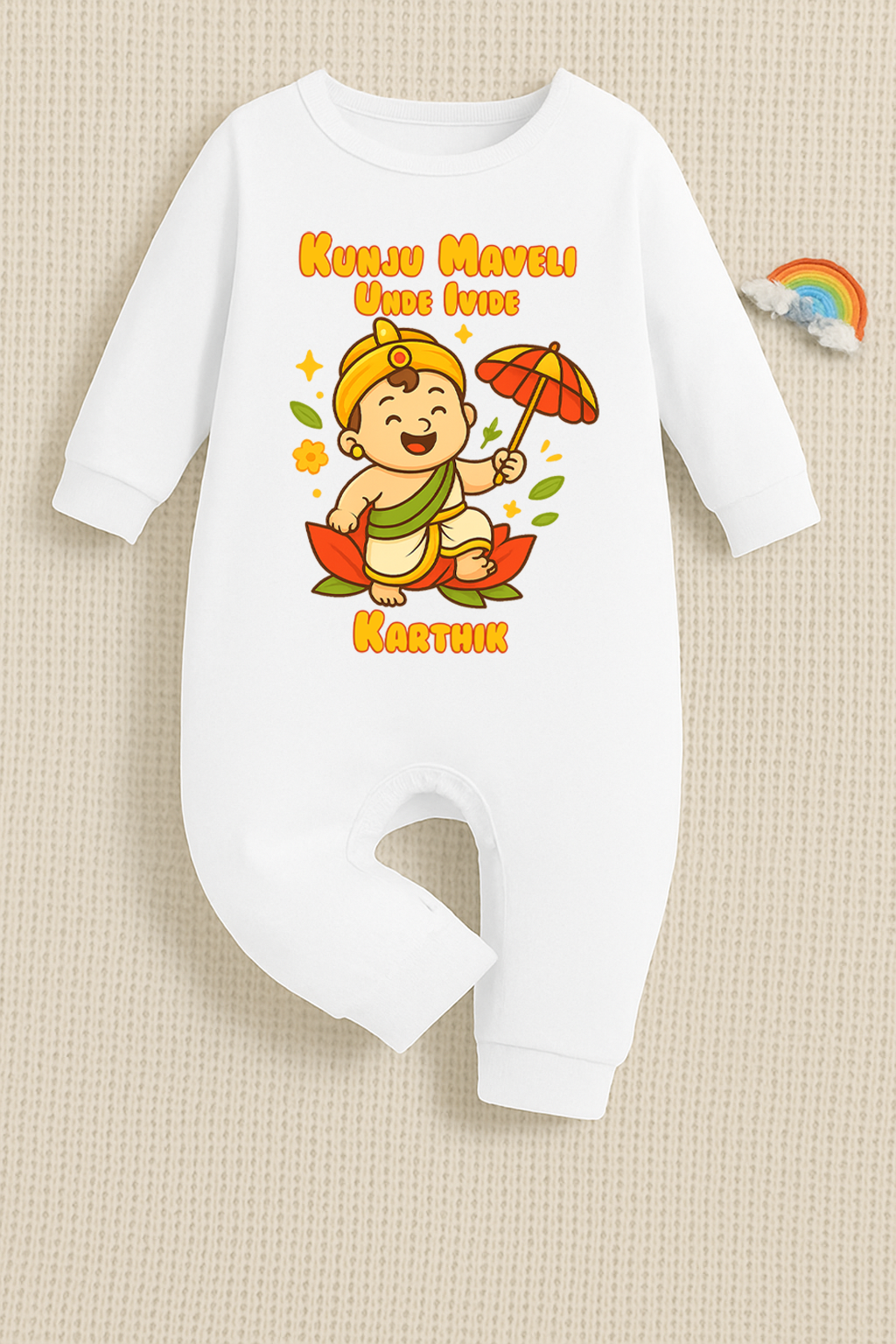 Little Maveli is here with customised name_ White Full Romper