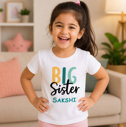 Big Sister customised with name _ White tee