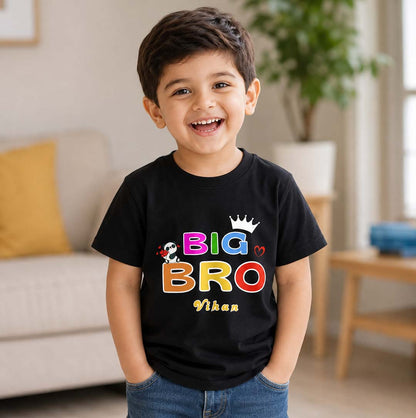 Big Brother with customised name_ Black tee