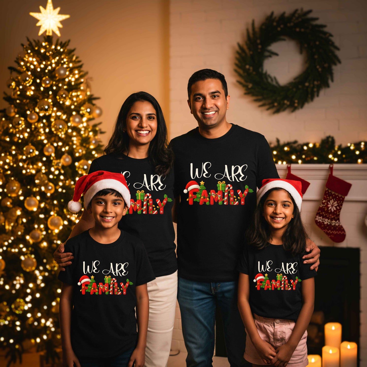 We Are A Family Christmas T-Shirt Collection - Black T-Shirt
