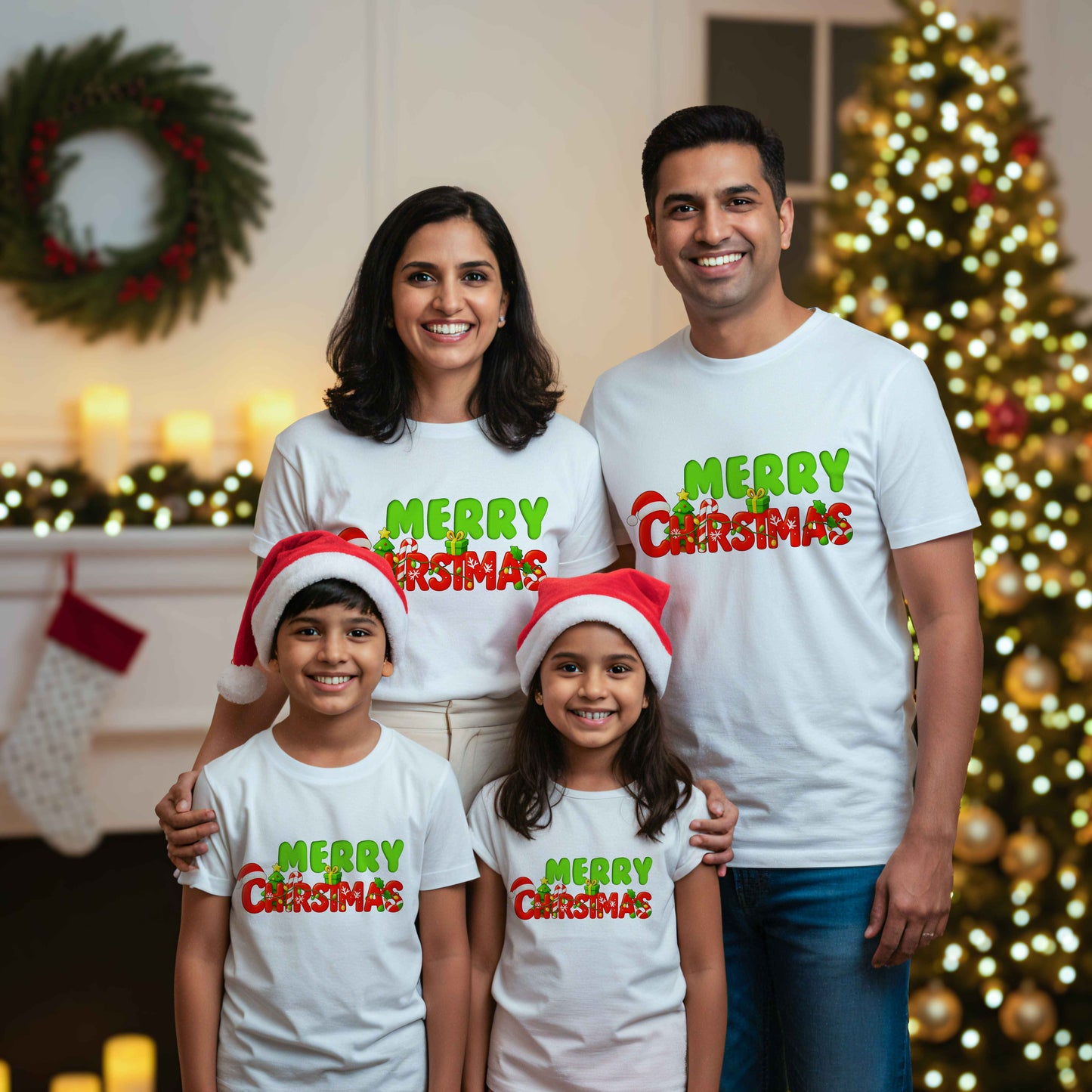 Marry Christmas Family T-Shirt Collection - White T-Shirt