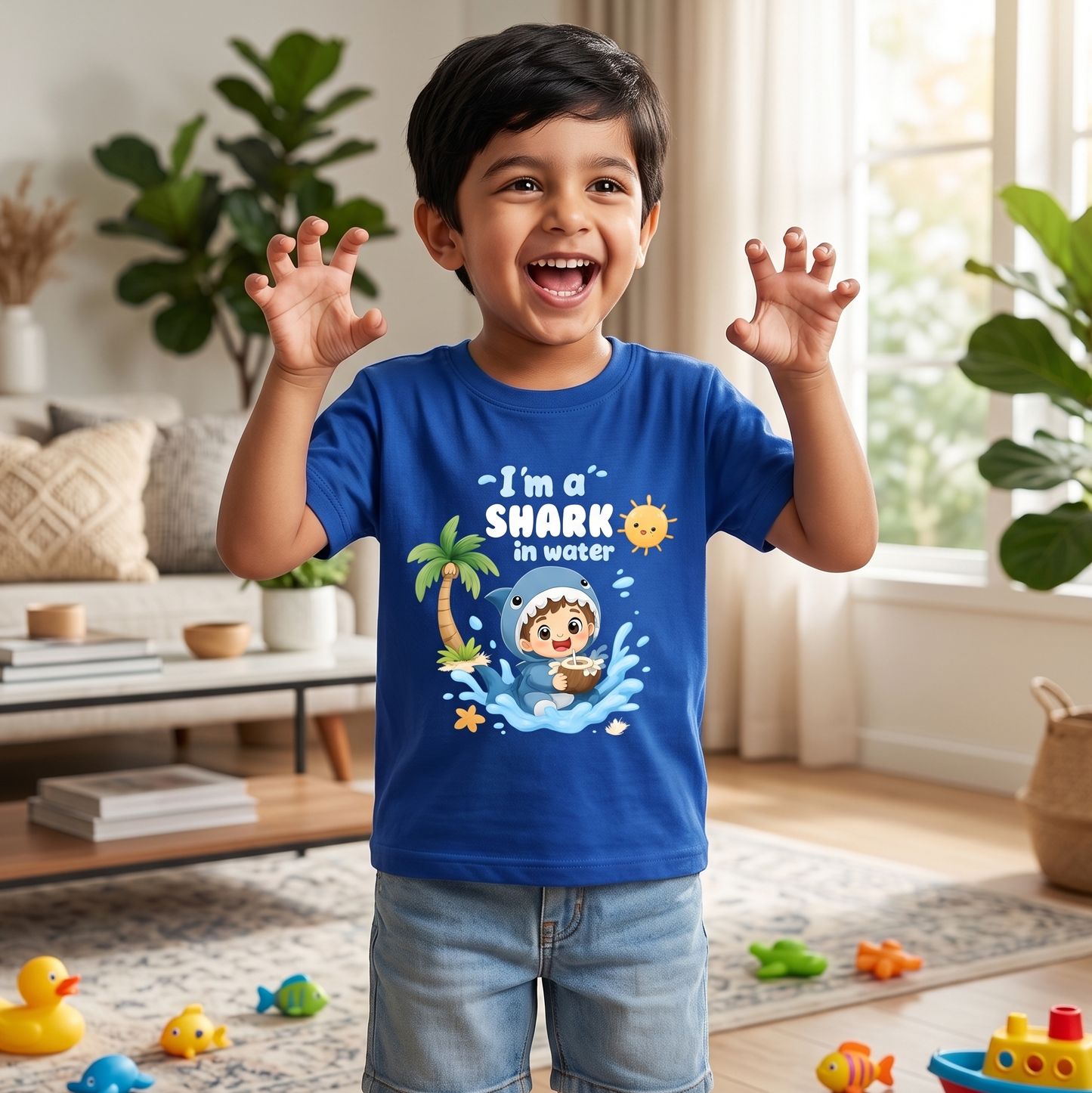 I Am A Shark In Water Printed Kid's T-Shirt