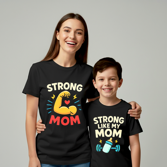 Mom Power Combo _ Total Family Twining Black T-shirt