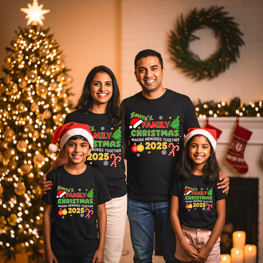 Smith's Family Christmas Making Memories Customizes Sure Name  T-Shirt Collection - Black T-Shirt