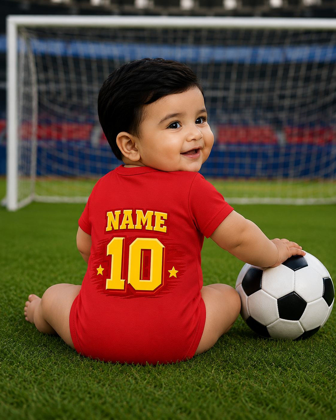 New Born & Baby clothing | Spain Football Fan Baby Romper with Customized Baby Name Printed | Soft Cotton