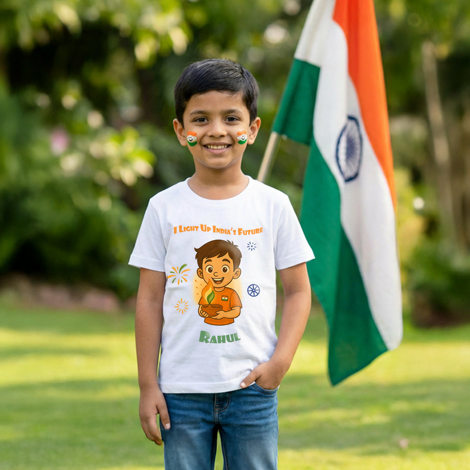 New Born & Baby Clothing | I Light Up India's Future Design With Customized Name | Soft Cotton T-shirt