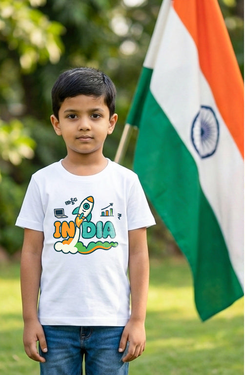 New Born & Baby Clothing | Independence Day INDIA Rocket Design With Customized Name | Soft Cotton T-shirt