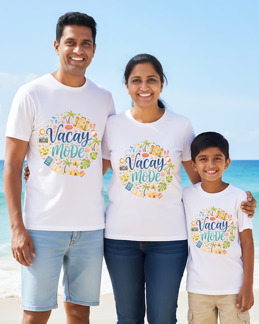 Vacay Mode _ Total Family Twining White T-shirt