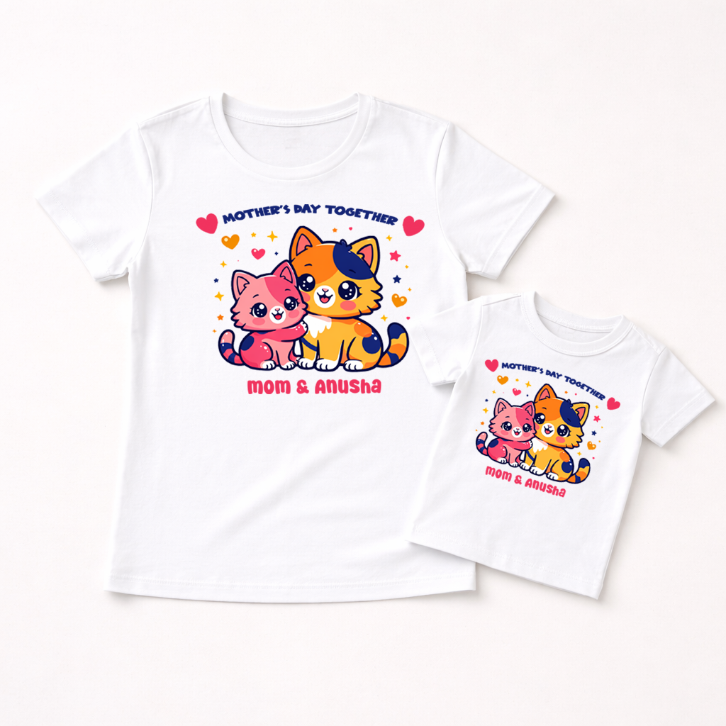 Mother's Day Together With Customized Baby Name T-shirt Combo
